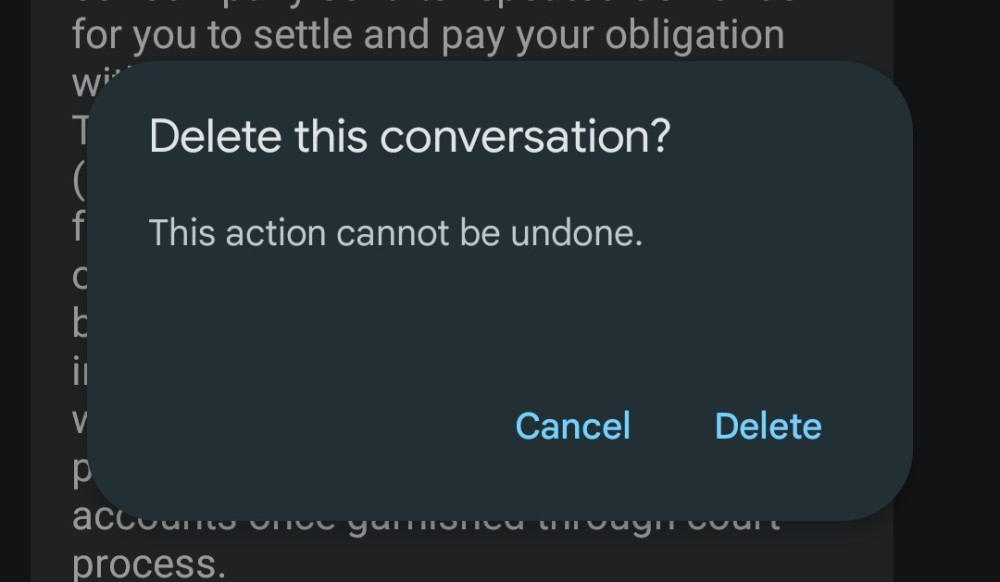Deleting text messages or SMS